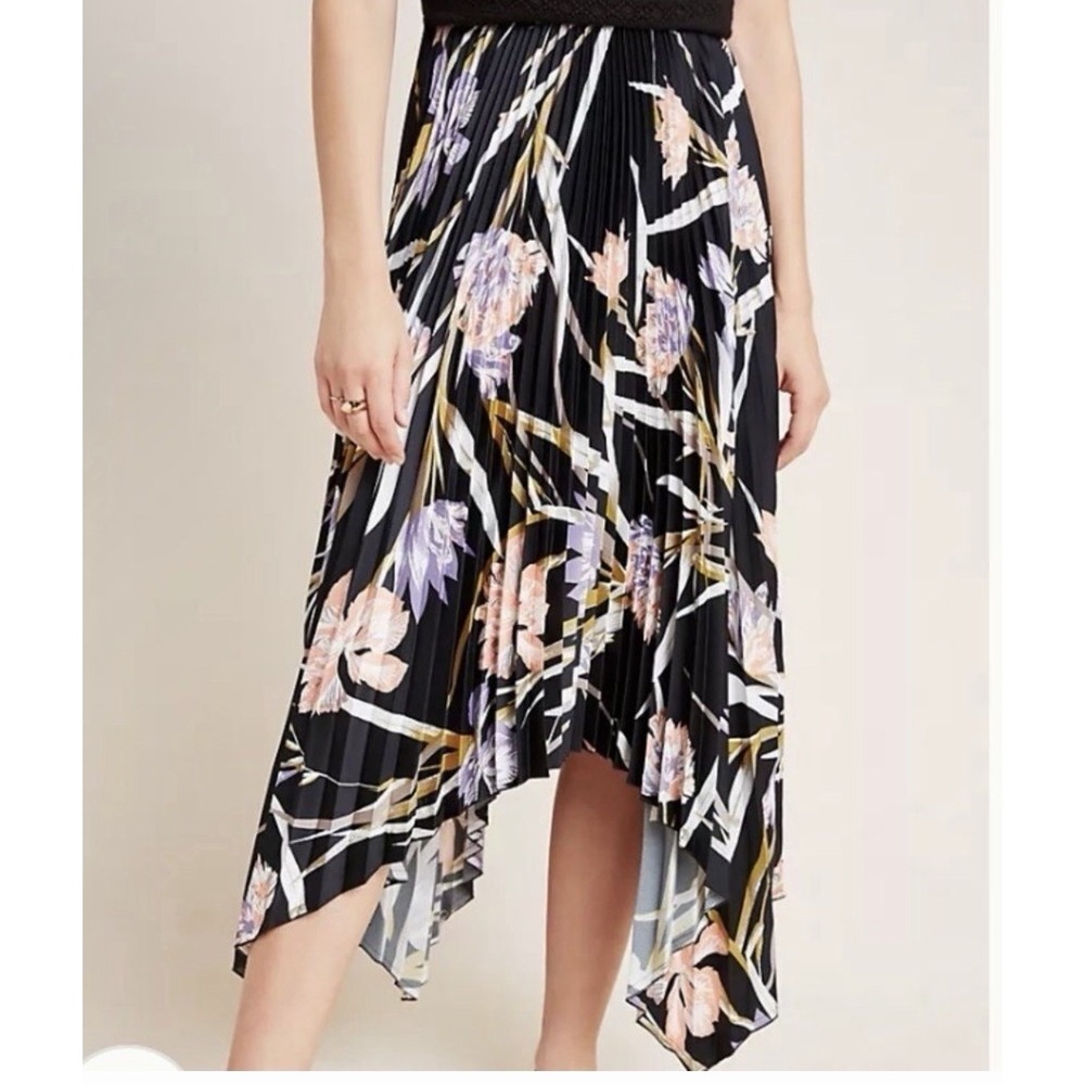 Anthropologie Corey Lynn Calter Pleated Floral Midi Skirt‎ Xs